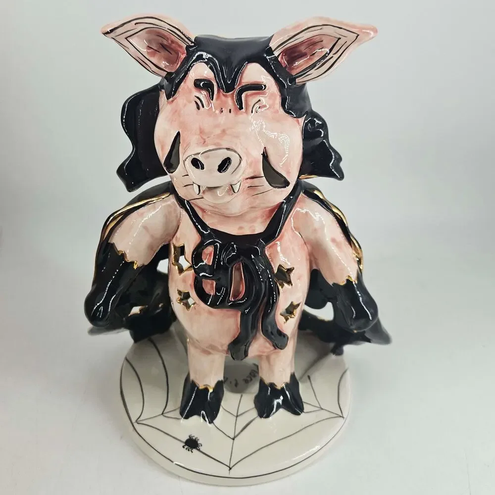 Blue Sky 2009 Heather Goldminc Vampire Pig Pigula Halloween Tea Lite Holder